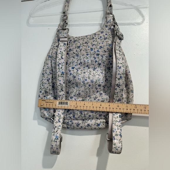 American Leather Co. White Floral Leather 2-1 Backpack Bag - Picture 6 of 11